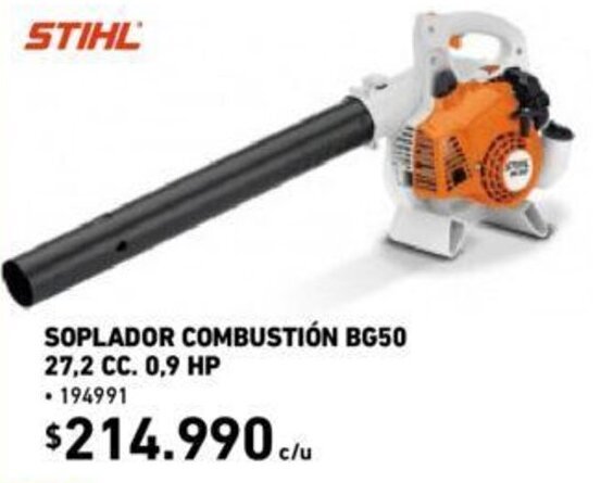 Stihl Soplador Combustión BG50 27,2CC 0.9HP oferta en Construmart