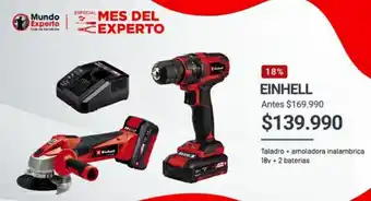 Easy Einhell Taladro + amoladora inalambrica 18v + 2 baterias oferta