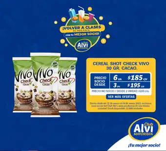 Alvi Cereal Shot Check Vivo 30 gr, Cacao. 6 un oferta