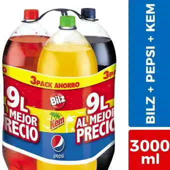 Santa Isabel Pack bebida pepsi, bilz y kem 3 unid. 3 l c/u oferta