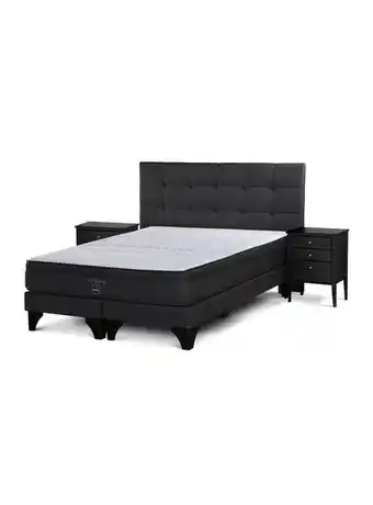 Paris Set cama europea tempo king base dividida + respaldo + 2 veladores issey rosen oferta