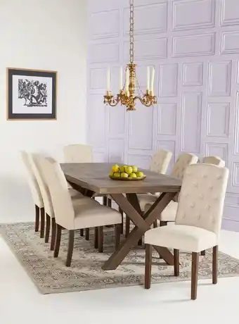 Paris Juego de comedor cruzeta + 8 sillas beige oferta