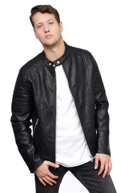 Chaqueta ecocuero todopiel chf78 negro hombre oferta en Paris