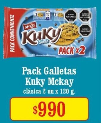 Unimarc Pack Galletas Kuky McKay 2 un x 120g oferta