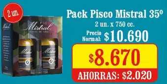 Unimarc Pack Pisco Mistral 750cc oferta