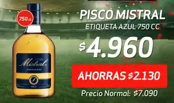 Unimarc Pisco Mistral 750cc oferta