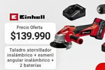 Einhell Taladro Atornillador Inalámbrico + Esmeril angular Inalámbrico + 2 Baterias