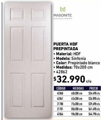 Construmart Puerta hdf prepintada oferta