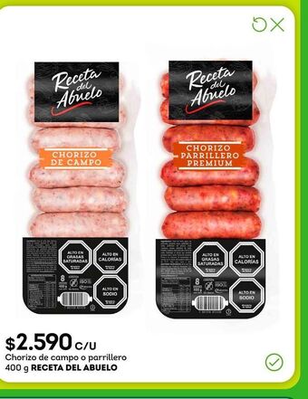 Tottus Chorizo de campo o parrillero 400 g receta del abuelo oferta