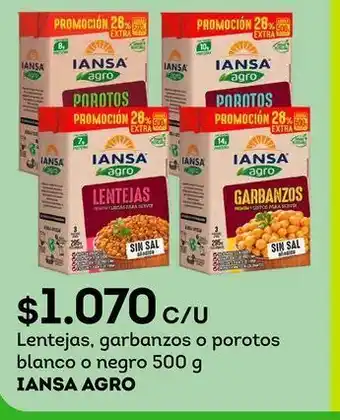 Tottus Lentejas, garbanzos o porotos blanco o negro 500 g iansa agro oferta
