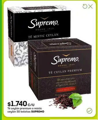 Tottus Té ceylán premium o mistic ceylán 50 bolsitas supremo oferta