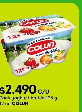 Tottus Pack yoghurt batido 125 g 12 un colun oferta
