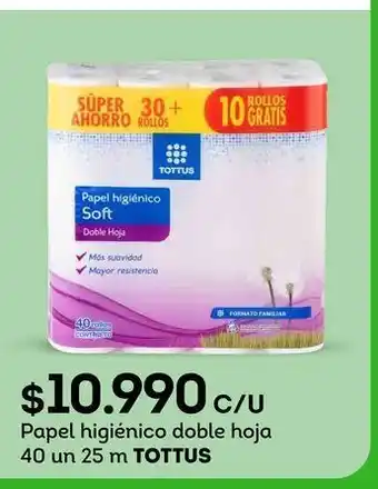 Tottus Papel higiénico doble hoja 40 un 25 m tottus oferta