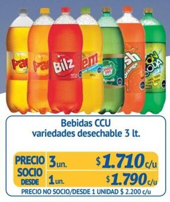 Alvi Bebidas CCU Variedades Desechable 3 x 3L oferta
