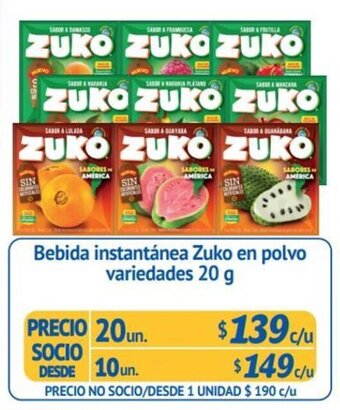 Alvi Bebida Instantánea Zuko en Polvo Variedades 20 x 20g oferta