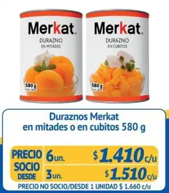 Alvi Duraznoz Merkat en Mitades o en Cubitos 6 x 580g oferta