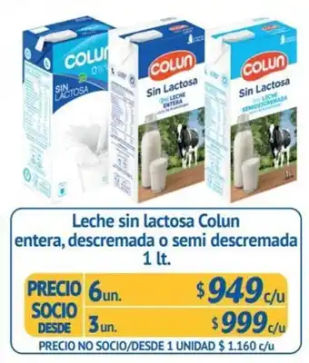 Alvi Leche sin Lactosa Colun Entera, Descremada o Semidescremada 6 x 1L oferta