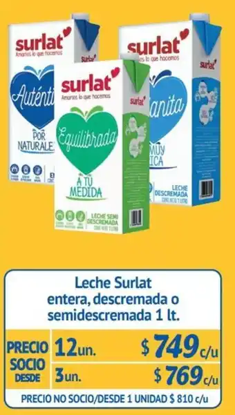 Alvi Leche Surlat Entera, Descremada o Semidescremada 12 x 1L oferta