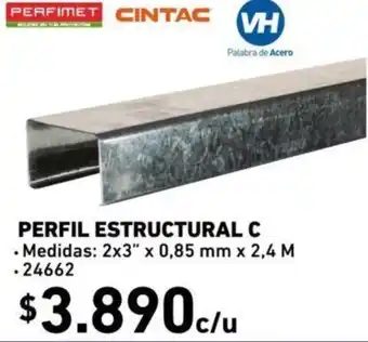 Construmart Perfil Estructural C 2x3" x 0,85mm x 2,4m oferta