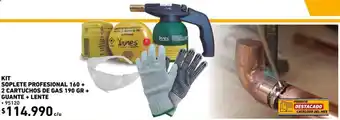 Construmart Kit Soplete Profesional 160+ 2 Cartuchos de Gas 190gr + Guante + Lente oferta