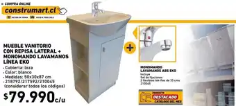 Construmart Mueble Vanitorio con Repisa Lateral + Monomando Lavamanos Línea Eko oferta