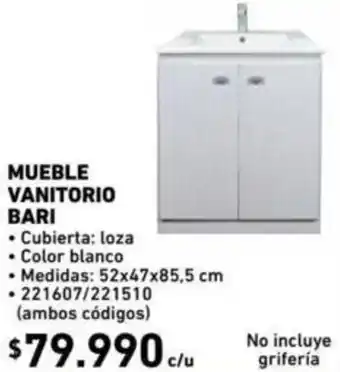 Construmart Mueble Vanitorio Bari 52x47x85,5cm oferta