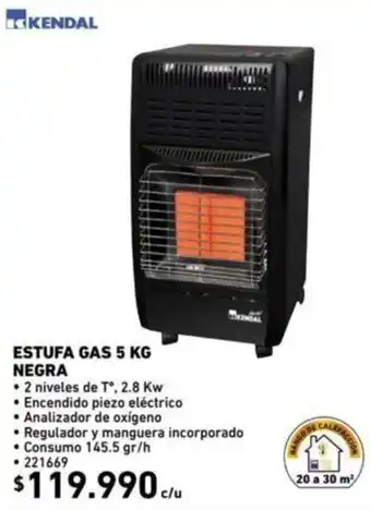 Construmart Kendal Estufa Gas 5kg Negra oferta
