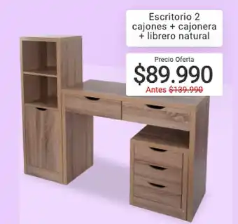 Easy Escritorio 2 Cajones +Cajonera +Librero Natural oferta