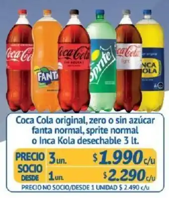 Alvi Coca cola Original o sin Açúcar Fanta / Sprite Normal o Inca Kola 3 x 3L oferta