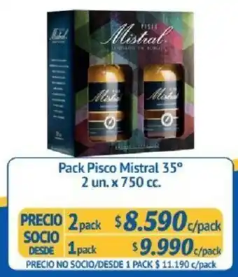 Alvi Pack Pisco Mistral 35° 2 x 2 x 750cc oferta