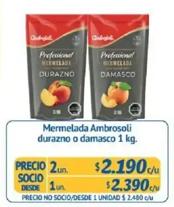 Mermelada Ambrosoli Durazno o Damasco 2 x 1kg