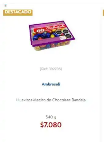 Lider Ambrosoli Huevitos Macizo de Chocolate Bandeja 540g oferta