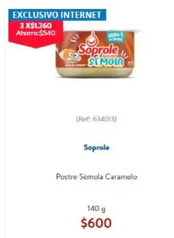 Soprole Postre Semola Caramelo 140g