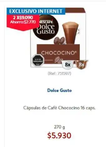 Lider Dolce Gusto Capsulas de Cafe Chococino 16 Caps 270g oferta