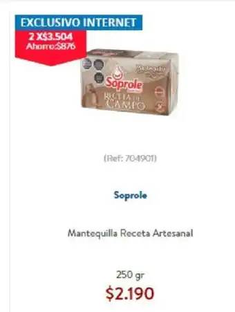 Lider Soprole Mantequilla Receta Artesanal 250gr oferta
