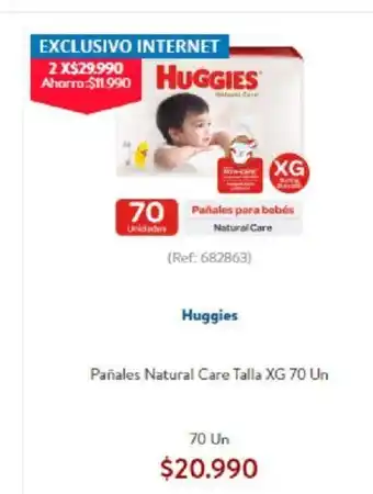 Lider Huggies Pañales Natural Care Talla XG 70 Un oferta