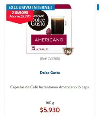 Lider Dolce Gusto Capsulas de Cafe Instantaneo Americano 16 Caps oferta