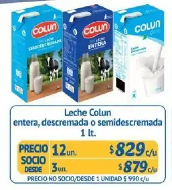 Alvi Leche Colun Entera, Descremada o Semidescremada 12 x 1lt oferta