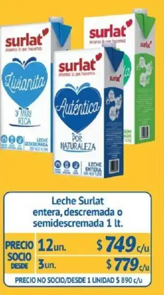 Alvi Leche Surlat Entera, Descremada o Semidescremada 12 x 1lt oferta