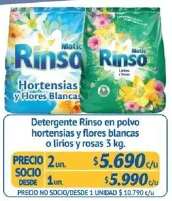 Alvi Detergente Rinso en Polvo 2 x 3kg oferta