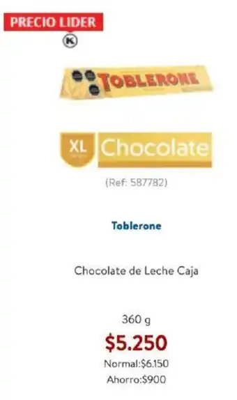 Lider Toblerone Chocolate de Leche Caja 360g oferta