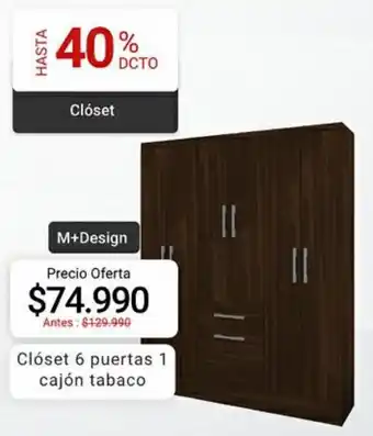 Easy M+ Design Clóset 6 Puertas 1 Cajón Tabaco oferta