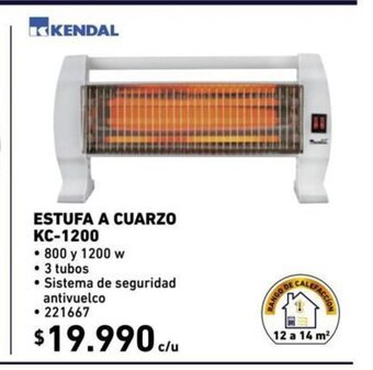 Construmart Kendal Estufa a Cuarzo KC-1200 oferta