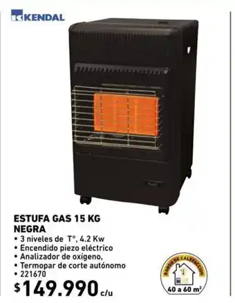 Construmart Kendal Estufa Gas 15 kg Negra oferta
