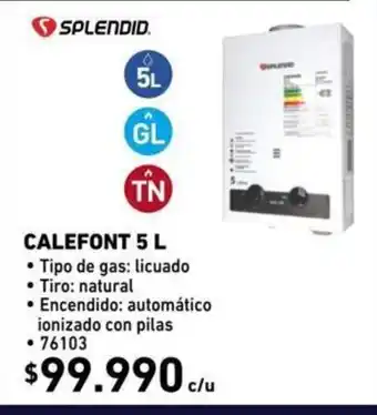 Construmart Splendid Calefont 5 L oferta