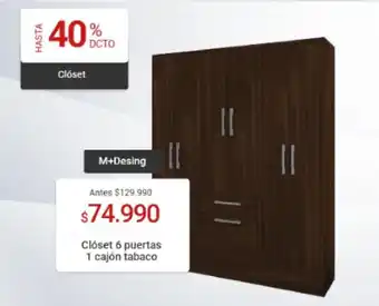 Easy M+Desing Closet 6 Puertas 1 Cajon Tabaco oferta