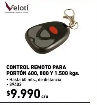 Construmart Veloti - Control Remoto Para Porton 600, 800 y 1500 kgs - 89403 oferta