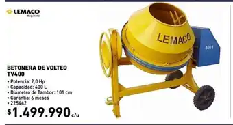 Construmart Lemaco - Betonera De Volteo TV400 - 225442 oferta