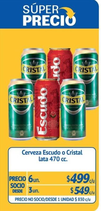 Alvi Cerveza Escudo o Cristal lata 470 cc oferta