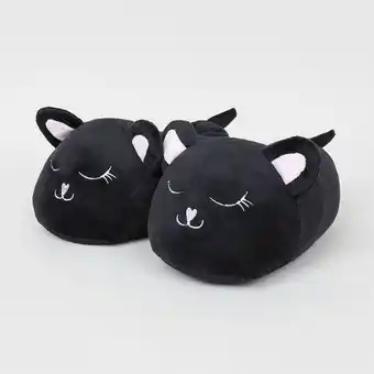 Corona Pantuflas cara gato negro - mujer oferta